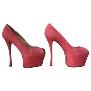 Lisa Pink Suede Peep Toe