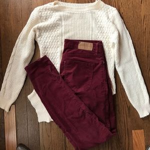 Deep Red H&M Corduroy Skinny Jeans