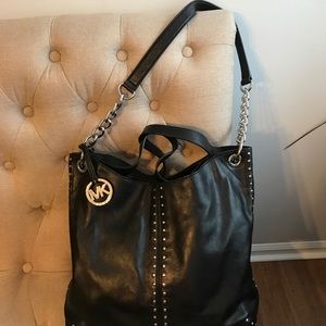 Michael Kors Uptown Leather Studded Tote Handbag