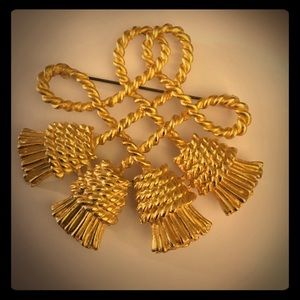 Large Vintage Chunky Golden Brooch