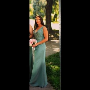 Full length Sage green prom gown size 2