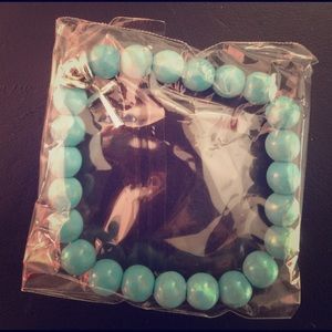 Aqua stone silver bracelets