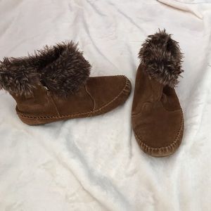 Minnetonka Brown Suede Fur Ankle booties