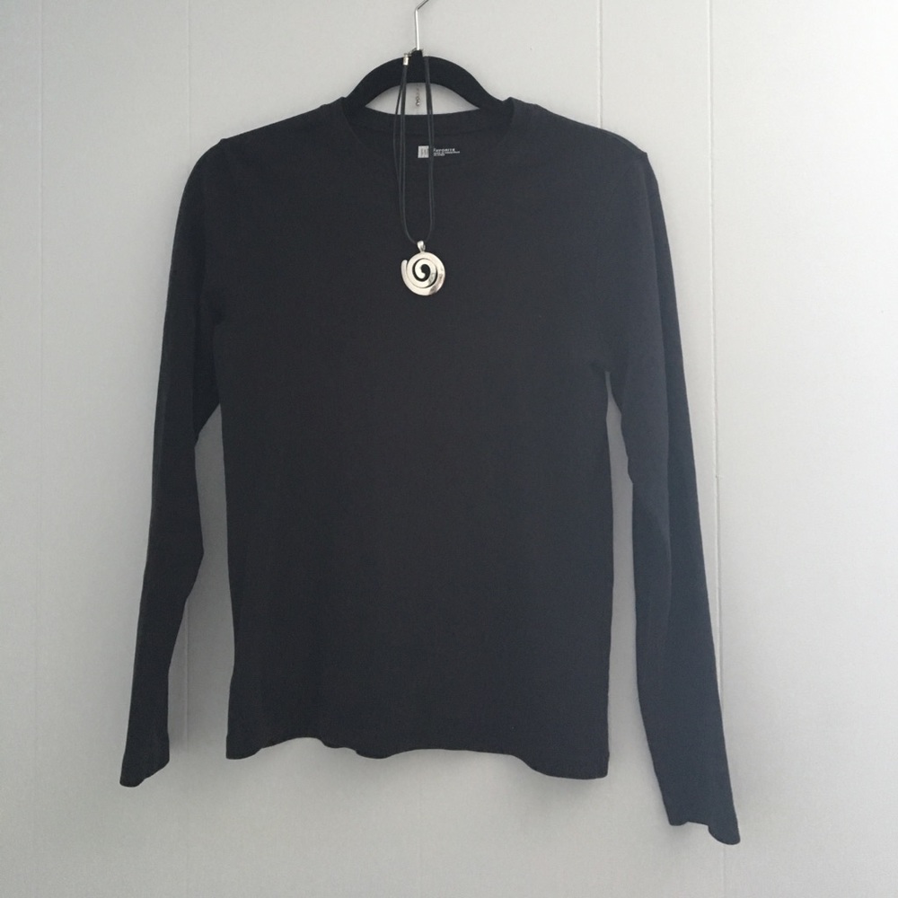 100% Cotton Basic Black Long Sleeve Top