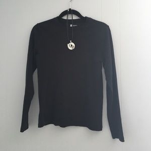 100% Cotton Basic Black Long Sleeve Top