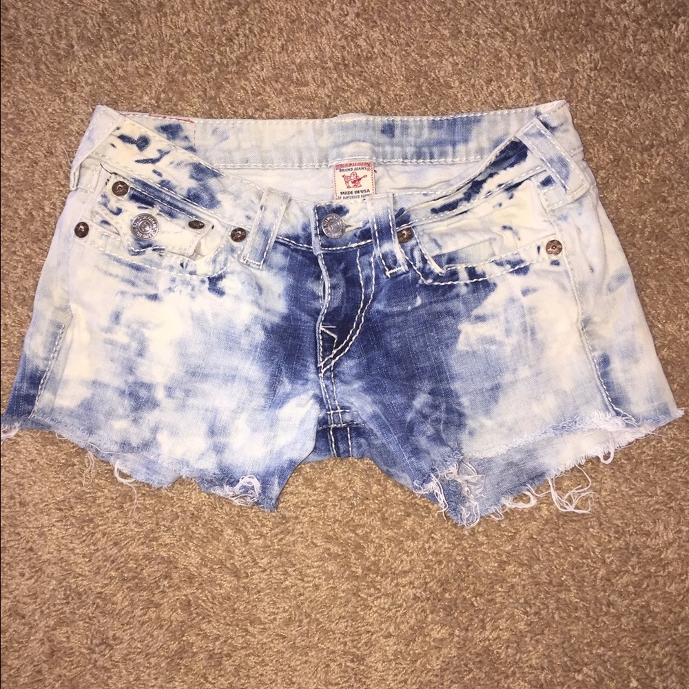 True Religion Acid Washed jean shorts