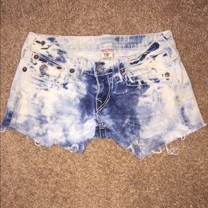True Religion Acid Washed jean shorts