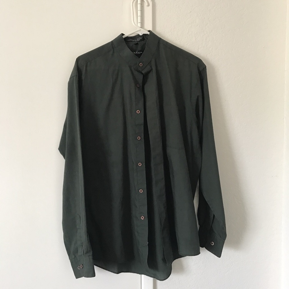 Green button up shirt