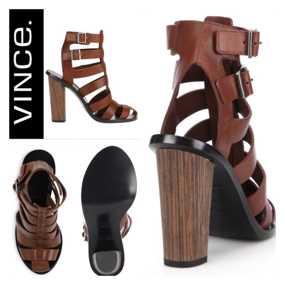 VINCE. BLOCK SANDAL COGNAC BROWN
