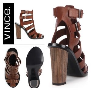 VINCE. BLOCK SANDAL COGNAC BROWN