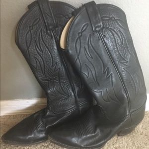 Tony lama black leather cowboy boots size 6