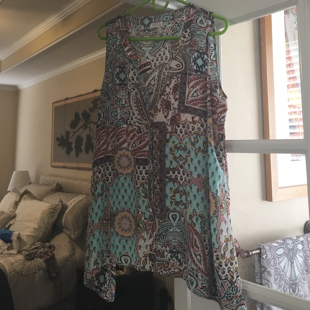 Spence sleeveless multi colored blouse
