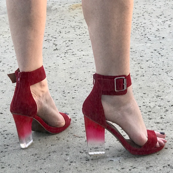 Jeffrey Campbell Shoes - JEFFREY CAMPBELL Red SUEDE heels  sandals lucite