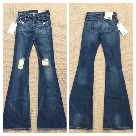 Rag & Bone Destroy Beckett 10 Inch Bell Jeans. NWT - Picture 3 of 4