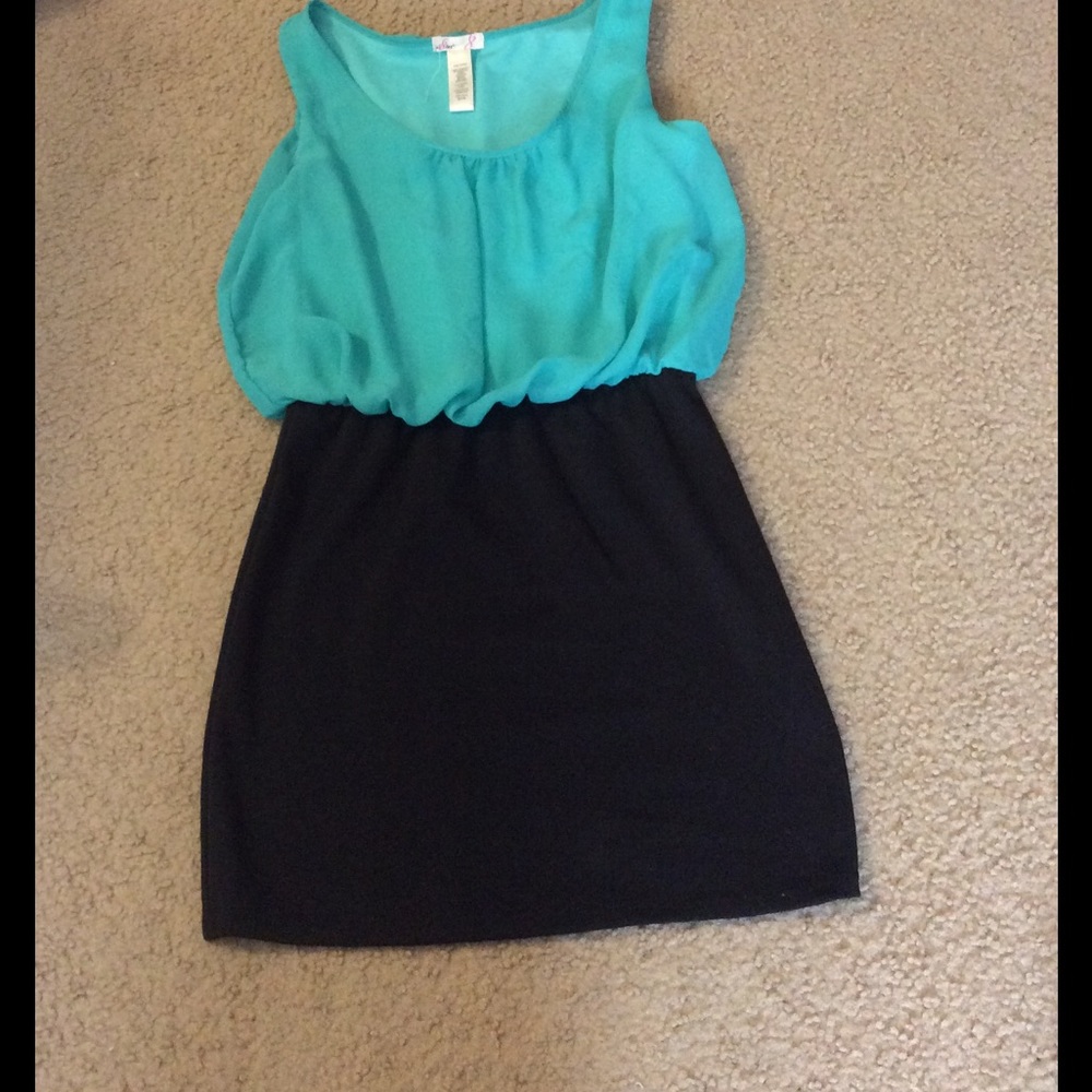 Turquoise and black mini dress size small