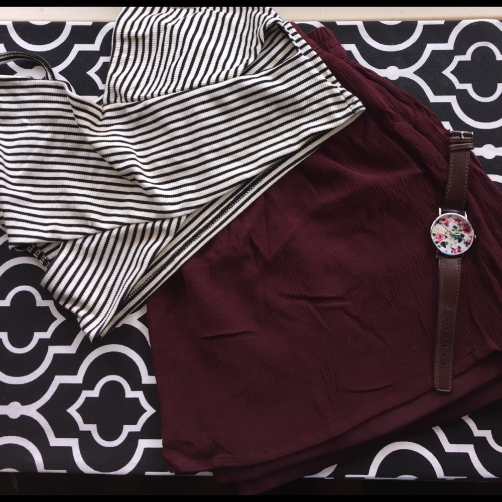 forever 21 burgundy skater skirt