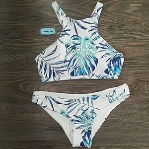 High Neck Palm Leaves Bikini