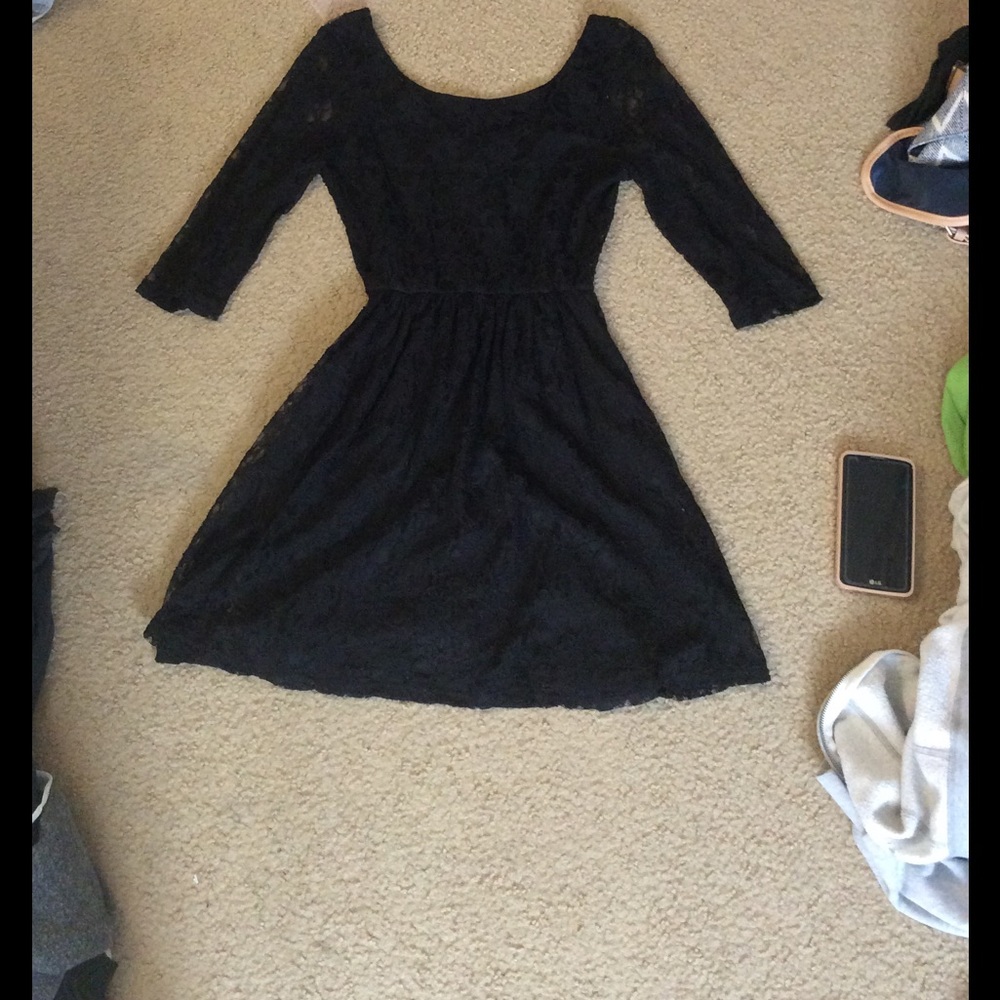 Low back, black lace flowy dress size small