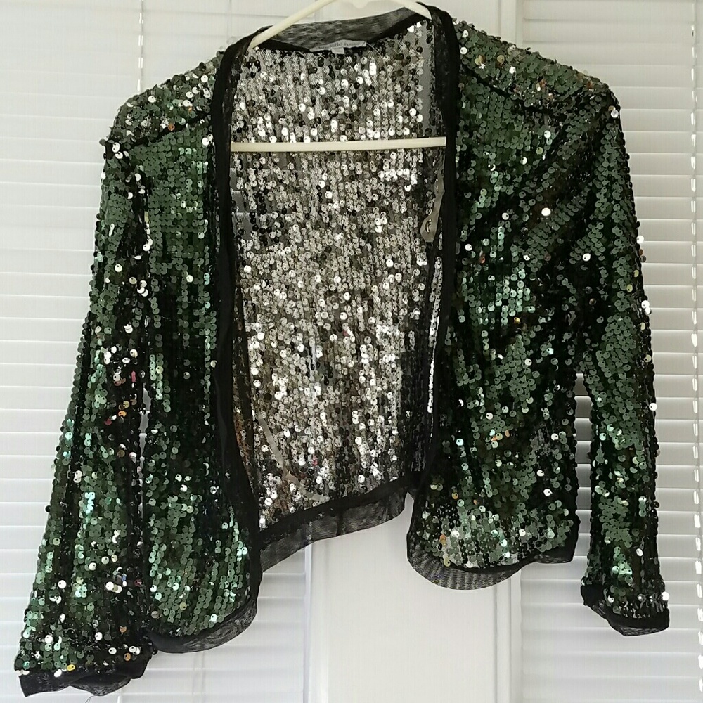 Green sequin shrug