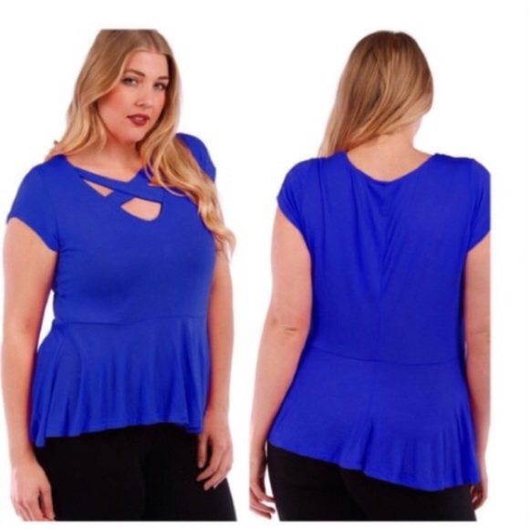 Yummy Plus Tops - 🆕 Listing Royal Blue Peplum Top