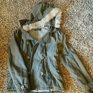 Green Womens hooded Billabong jacket, size large