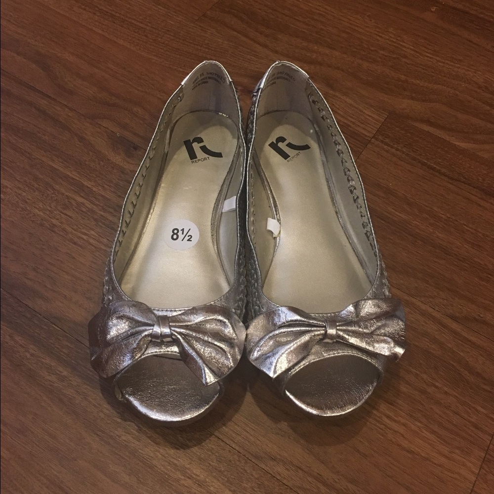 Report Brand Silver Open Toe Flats