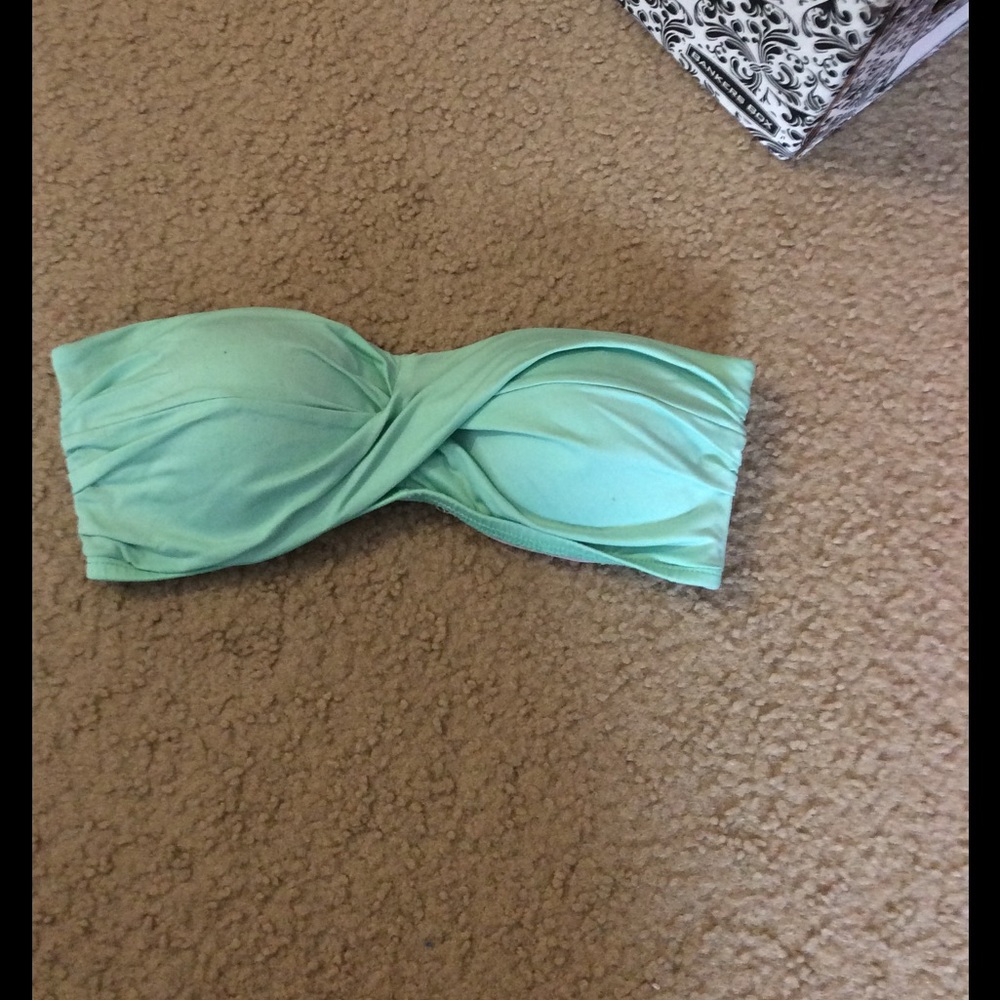 mint green strapless bathing suit