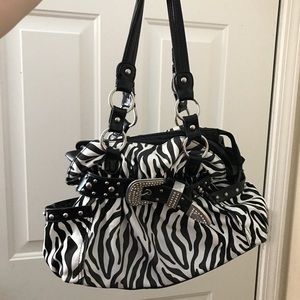 Zebra black white purse handbag with buckle