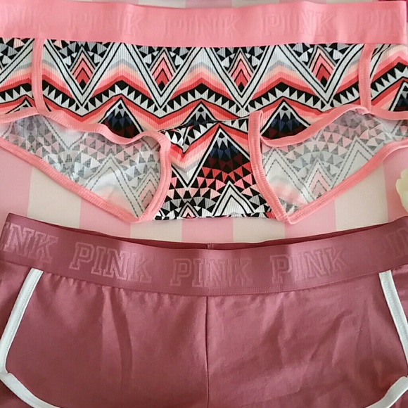 2 Nwt Pink Vs logo boyshort size M - Picture 4 of 4
