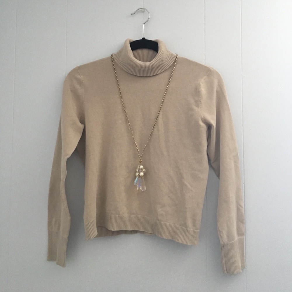 August Rush Petite Camel L/S Turtleneck Top