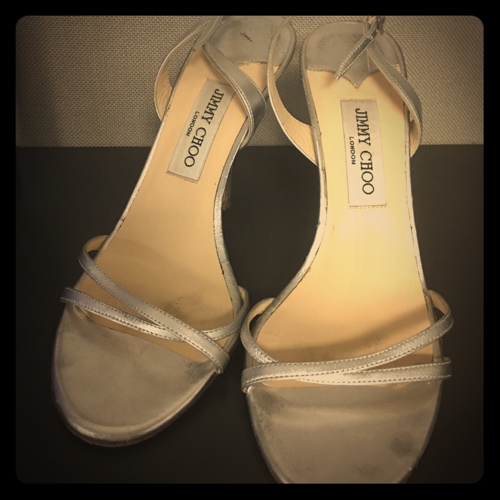Jimmy Choo silver strappy sandals