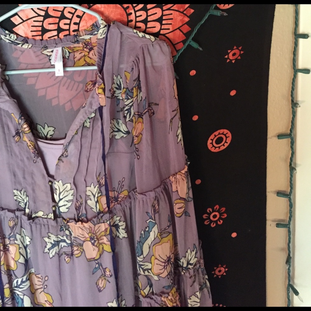 lavender babydoll long sleeve dress