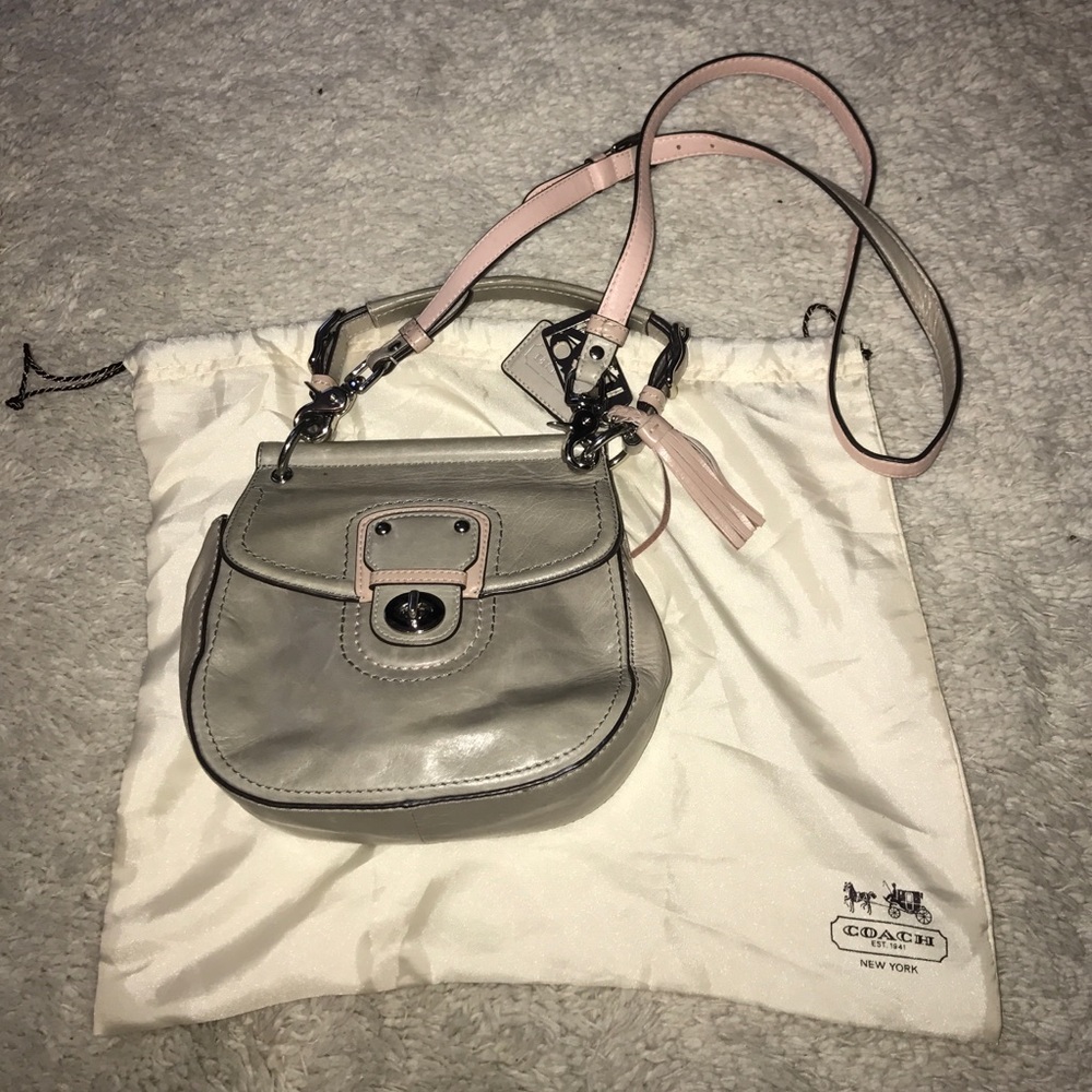 Grey coach cross body with dust bag