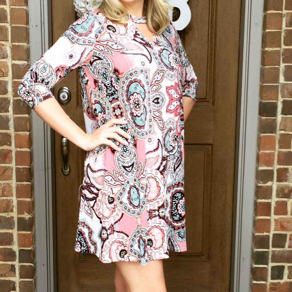 NEW Paisley Print Dress with keyhole neckline.