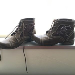 Crochet lace-up ankle booties