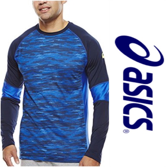 🆕 Asics Camo Show Off Long Sleeve Dark Cobalt - Picture 3 of 5