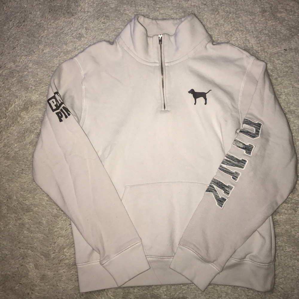 White PINK quarter zip