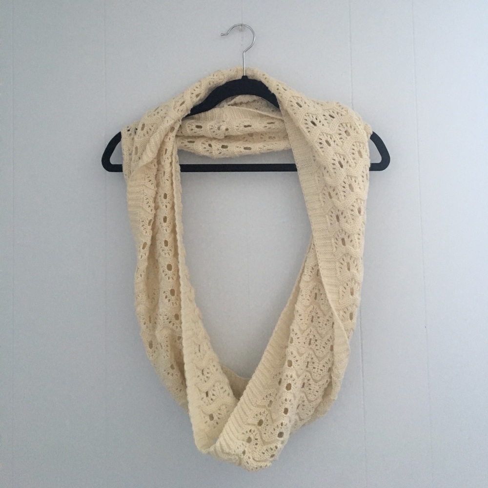 Ivory Cream Knit Infinity Scarf