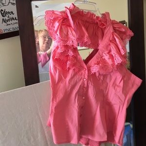 Bebe. Size L ruffled halter blouse