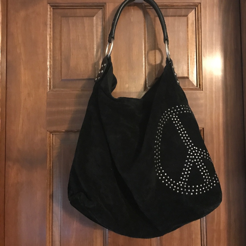 Lucky Brand 100% leather black peace sign purse