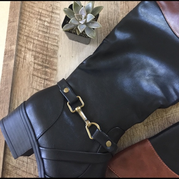 Brown and Black High Boots - Picture 2 of 3