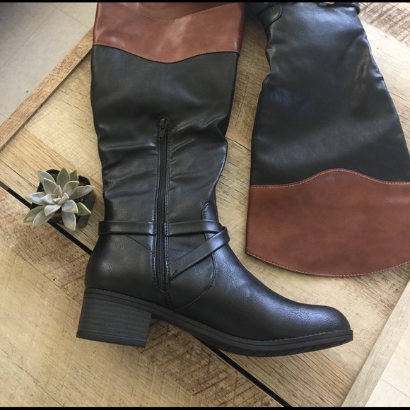 Brown and Black High Boots - Picture 3 of 3