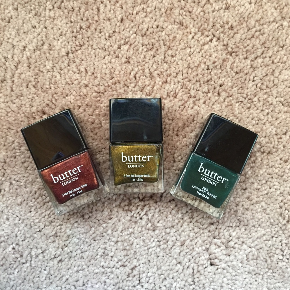 Copper gold and green butter nail polish