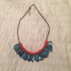 Teal and coral necklace