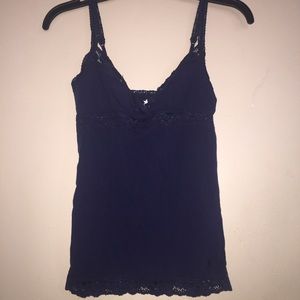 Aerie S dark blue camisole with lace trim