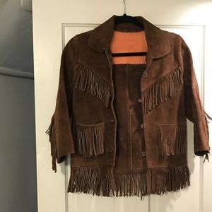 Vintage Cropped Fringe Leather Jacket