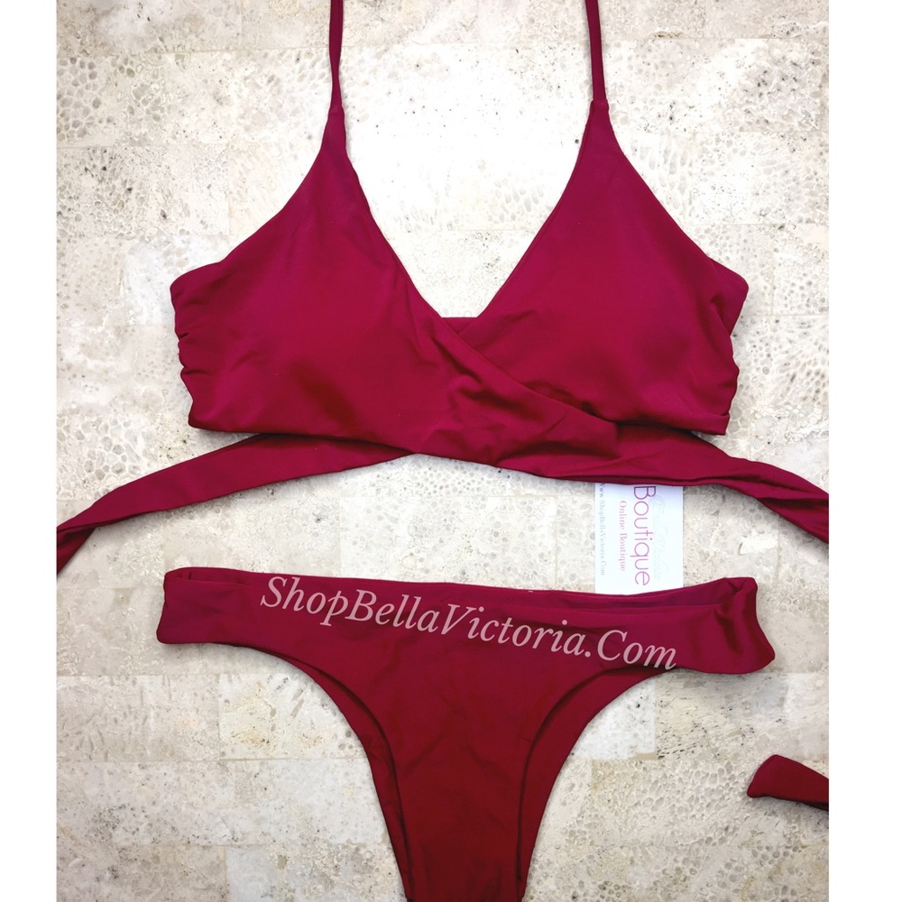 Raquel - Wine Wrap Cheeky Bikini Set - Picture 2 of 4