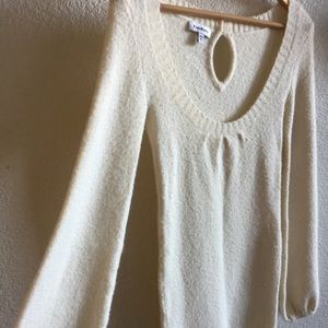 Cream mini dress with bell sleeves