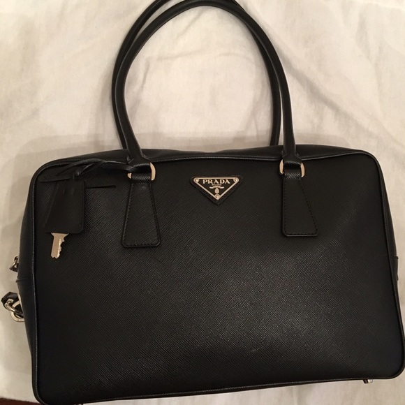 Prada Handbags - Authentic Prada Bauletto Saffiano Leather Med Bag