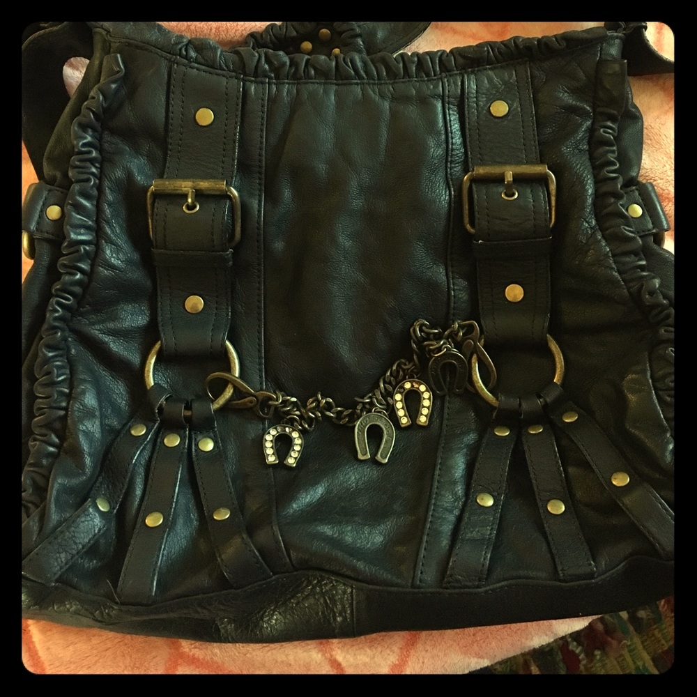 💜Vintage Betsey Johnson Black leather purse💜